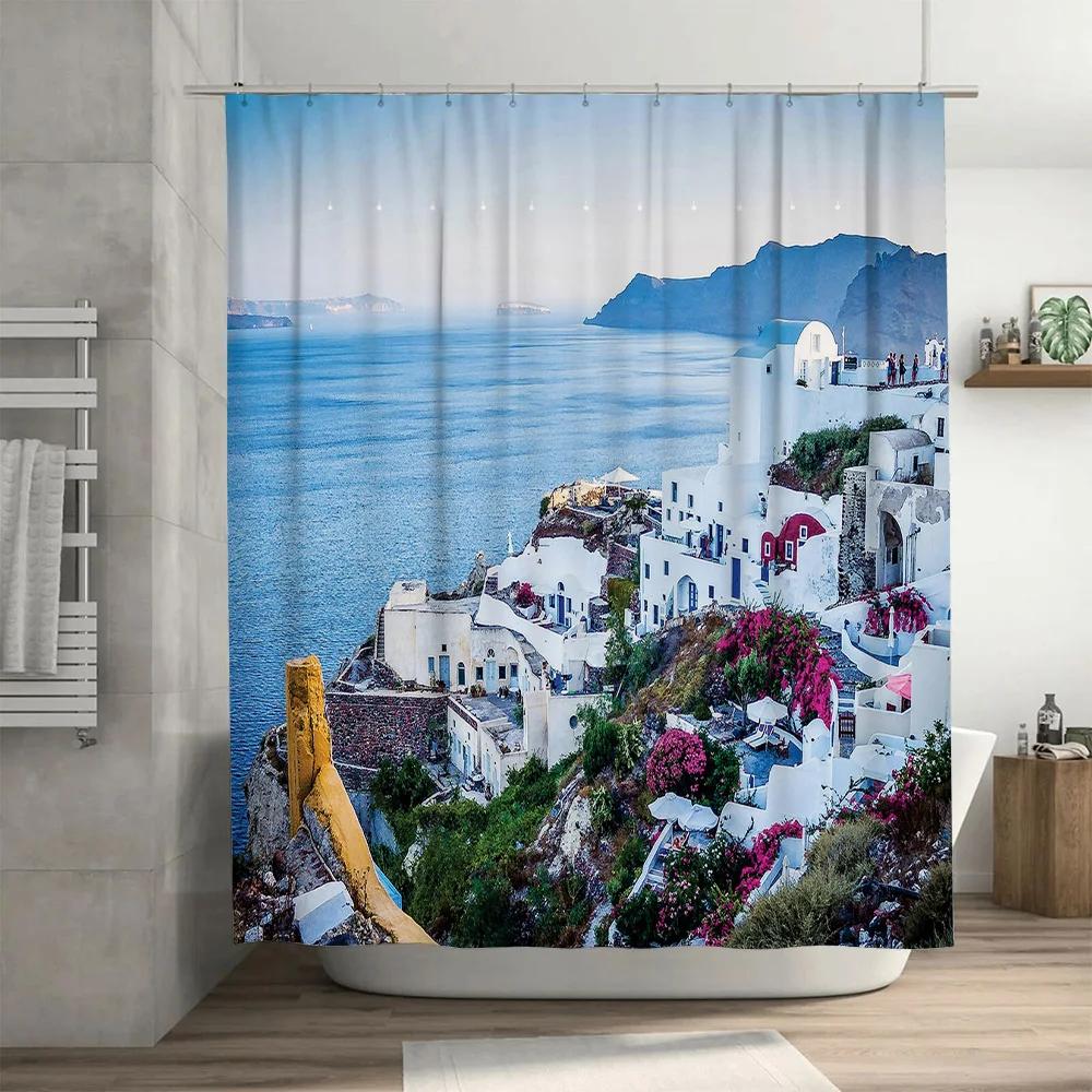 Watercolor Shower Curtain Modern Design, Multicolor Print for Bathroom Decor Waterproof Fabric Material (180 x 200 cm)