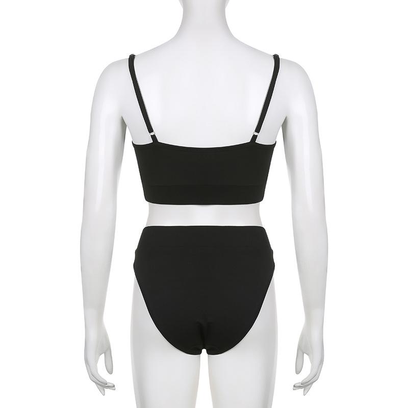 Fashion European and American Style Women's Letters Contrast Color Underwear Briefs Casual Bikini Suit