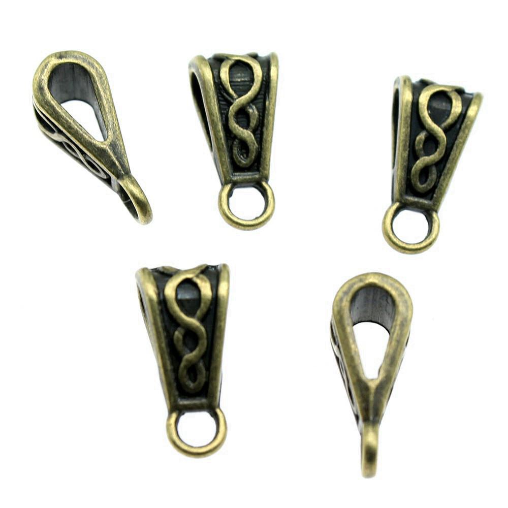 Antique Twisted Pattern Bail Connectors For Charm Attachments Craft Jewelry Accessories