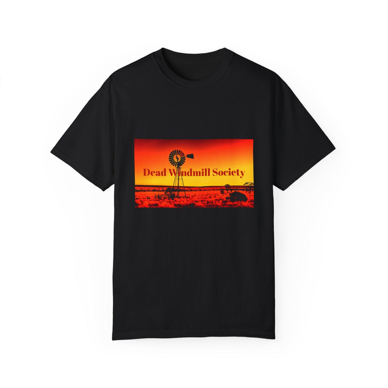 Dead Windmill Society V3 Australian Outback Windmill Logo Unisex Garment-Dyed T shirt, Aussie, Red DeserT shirt, Windmill , Vintage M
