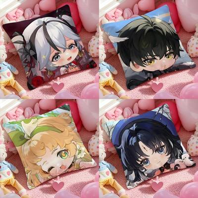W-Wuthering Waves Anime Cushion Cover Pattern Printed Pillowcase for Living Room Sofa Cushion Cover & Bedroom Decor