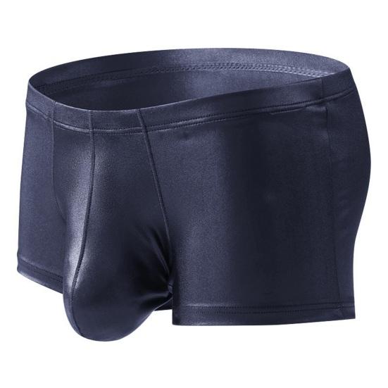 Men Boxer Underwear Elastic Mid-rise Tight Cut High Elasticity Shorts Panties Solid Color U-Convex Breathable Panties