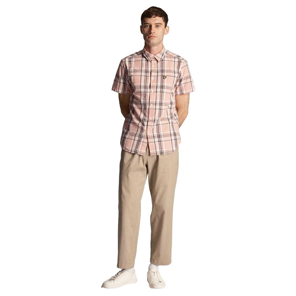 Lyle & Scott Men's Checked Linen Short-Sleeved Shirt