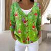 Women's Fashion Long Sleeve Christmas Snowman Snowflake Print Jacket Cardigan