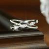 Luxurious Cross Fashion Intersect Ring Inlaid Shine Cubic Zirconia Double-deck  Silver Plating Wedding  for Women