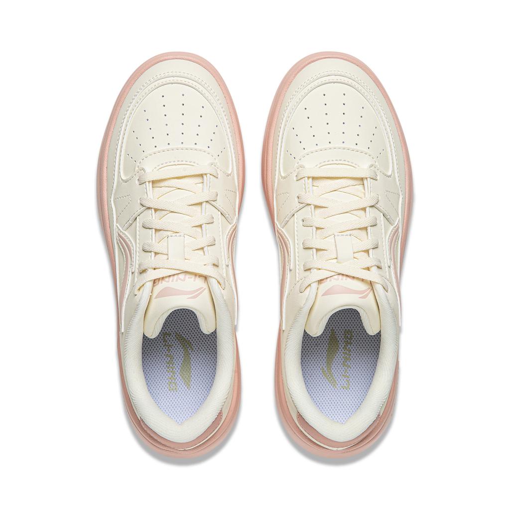 Lining Mondphase 1.0 Süß Frisch Mode Vielseitig Weiße Sneaker Leicht Atmungsaktiv Low-Top Skateschuhe Kindersneaker Rosa AGCV492-8