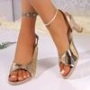 Fashion Fish Mouth Stiletto Sandals Autumn New Round Toe Open Toe One Sequin Anti-Slip Wear-Resistant High Heels