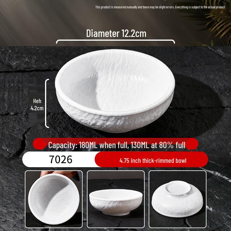 Melamine Porcelain-Style Rice Bowl & Dipping Sauce Dish Set