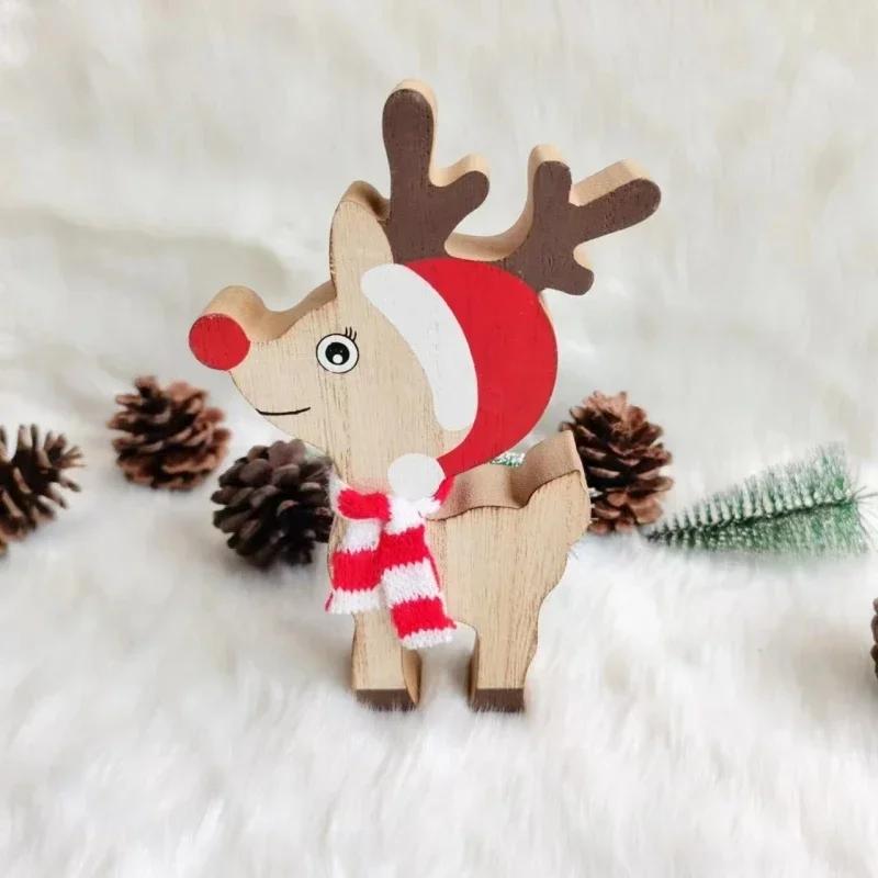 

Christmas Deerlet Ornaments Creative Wooden Decoration Craft New Year Xmas Holiday Home Decoration Desktop Decor Christmas Gifts