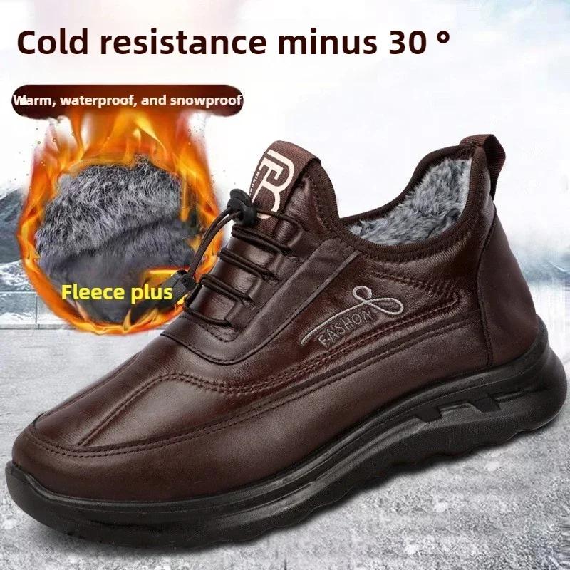 Wintermode Herenschoenen Warme Pluche Heren Zwart Waterdicht Zapatillas Hombre Comfortabele Heren Wandelschoenen