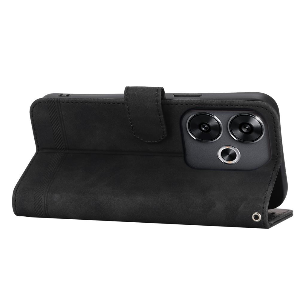 DIERFENG DF-03 For Xiaomi Redmi Turbo 3 5G/Poco F6 5G Leather Case Lines Imprint Wallet Phone Cover