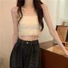White Mesh Suspender Tank Top for Women's Summer Short Slim Fit and Strapless