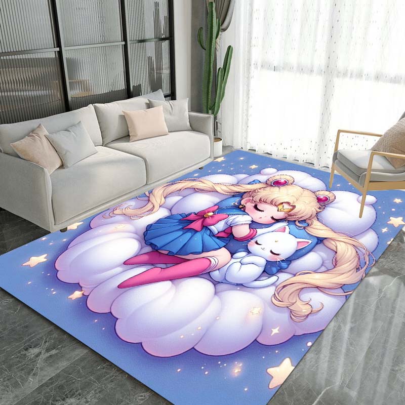 Schöne Kriegerin Sailor Moon 3D Teppich, Geeignet für Wohnzimmer, Schlafzimmer und andere Heimdekoration, Rutschfeste Fußmatte und Geschenkwahl.