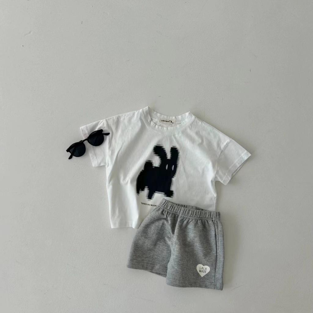 Bawełniane spodenki w stylu koreańskim 2025 z sercem dla małych chłopców i dziewczynek