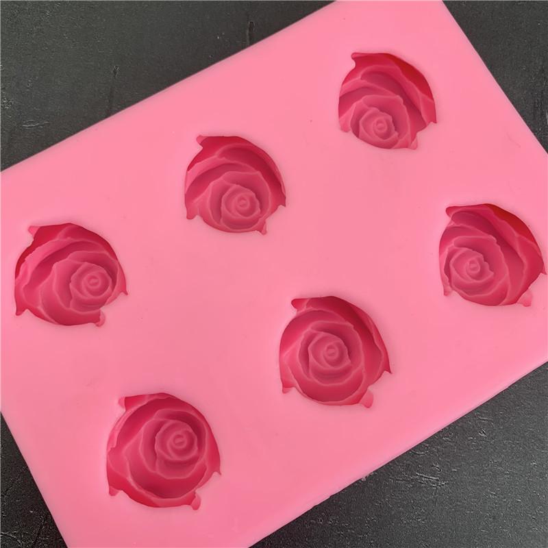 Silicone Flowers 6 Mold Roseshaped Diy Handbaked Fondant Cake Mold Drop Glue Mold