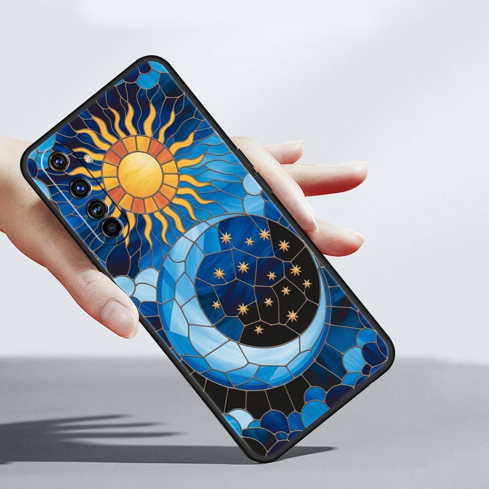 Beautiful Sun Moon Glass Case For Realme C67 C63 C55 C53 C35 C25 C21 GT 2 3 5 6 10 11 12 13 Pro Plus 5G Soft TPU Phone Cover Bag