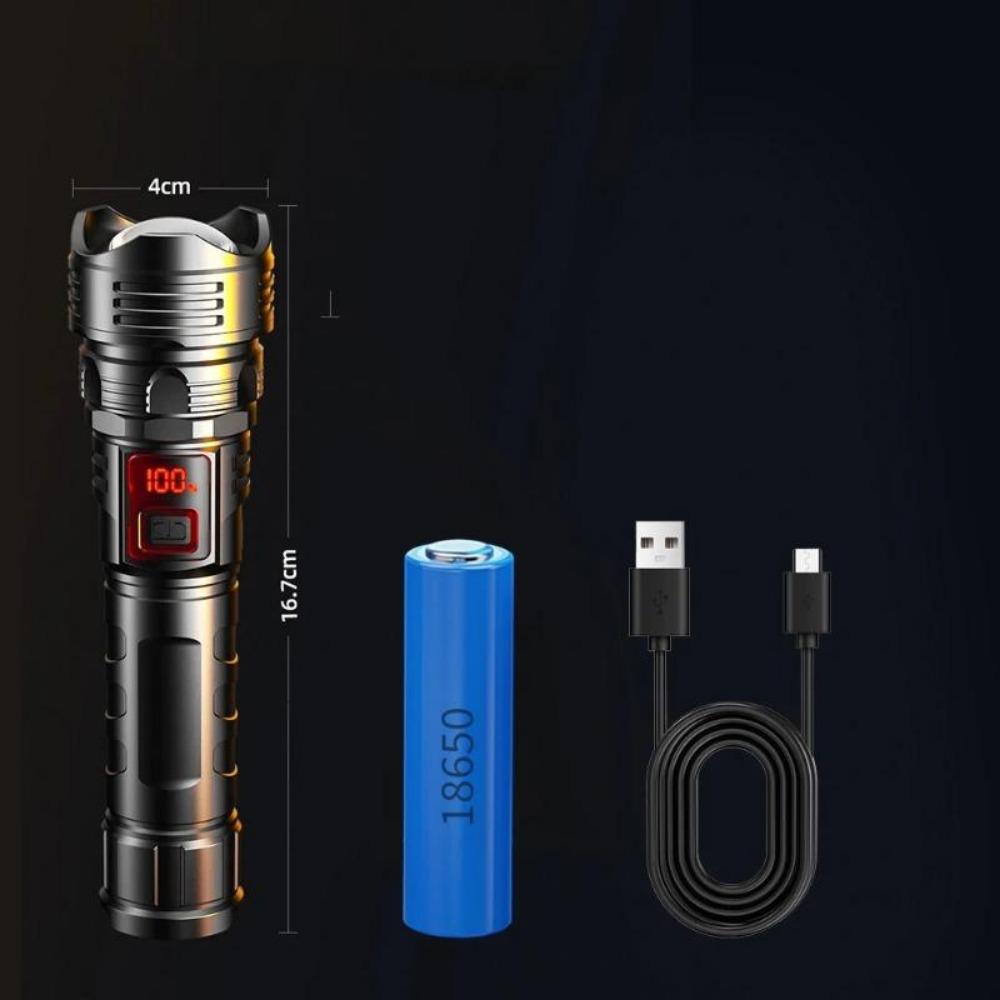 

5000MAH Powerful LED Flashlight Ultra Bright Light Emergency Spotlight Long Range Zoom Torch Fishing Lamp With Built-in Battery 2000MAH