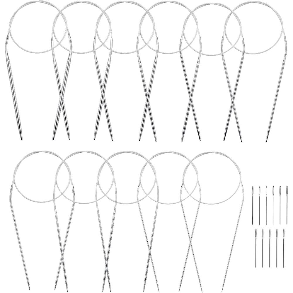 

11 Sizes Stainless Steel Circular Knitting Needles Set 80CM Knitting Needles Double Pointed Weaving Needles for DIY Sweaters Hat