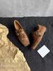 British Leather Women's Shoes Inner Height Increase 3cm Retro Square Head Belt Buckle Single Shoes Designer