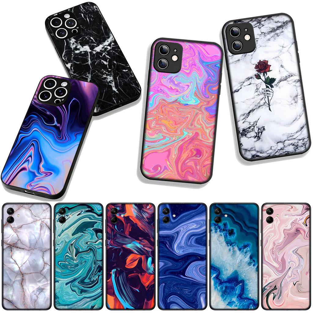 for Samsung Galaxy A25 A37 A57 A12 A14 A50 A51 A70 A71 A72 A21S A04 M15 Note 20 9 8 10 Case Marble Texture Flower Wallpaper