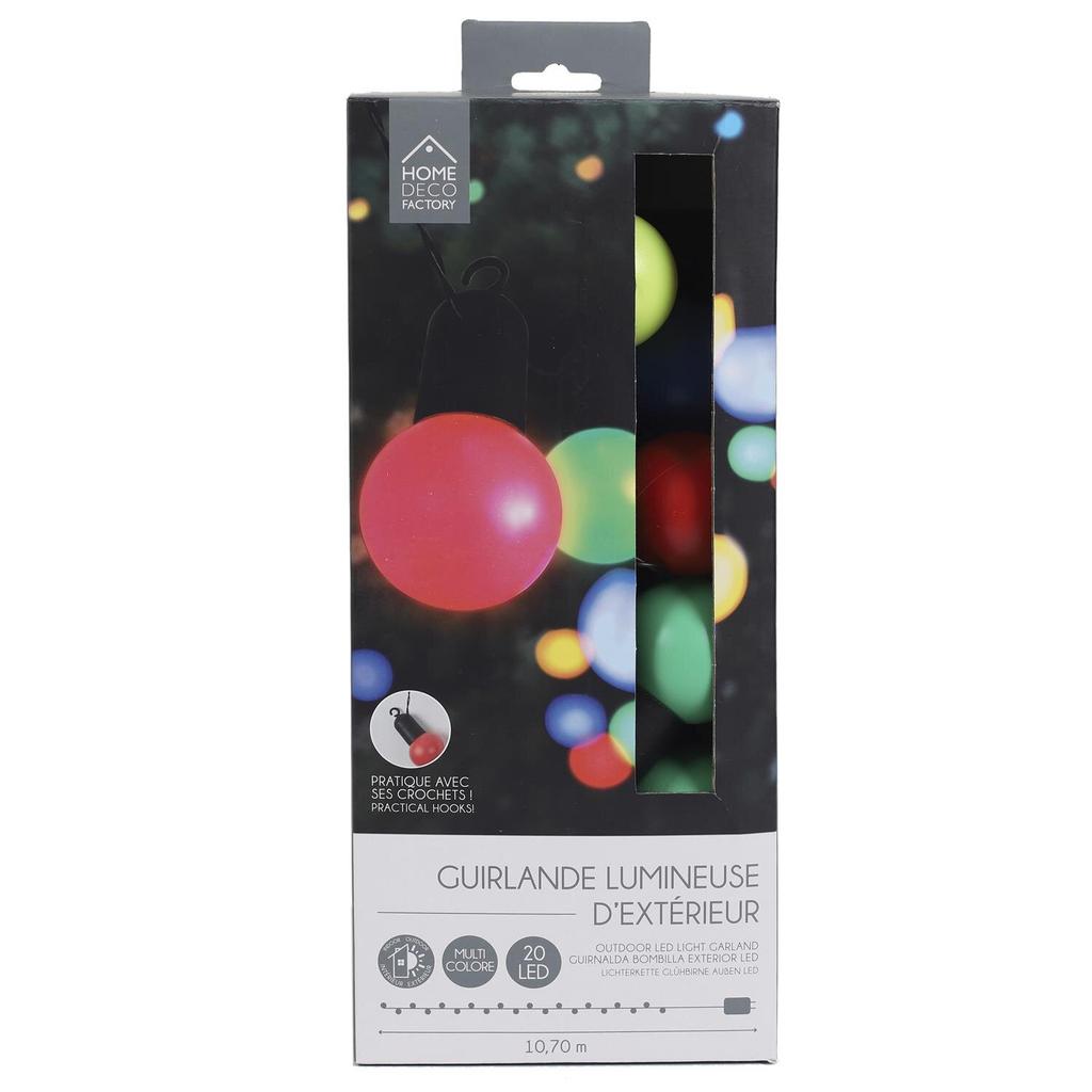 Garden Garland 20 Led Color Bulbs, Mains Powered