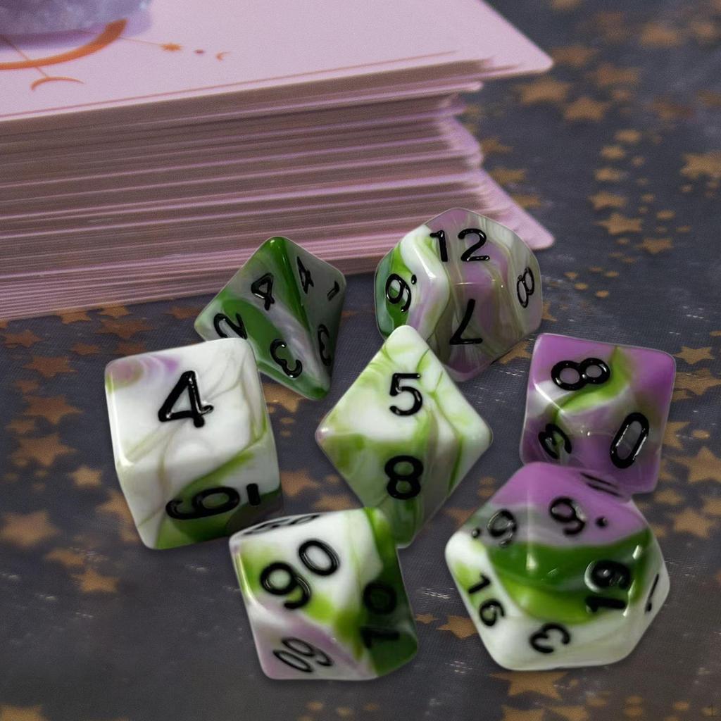 7 Piece RPG Dice Set Polyhedral 4 Color for Role Playing Game Cafe