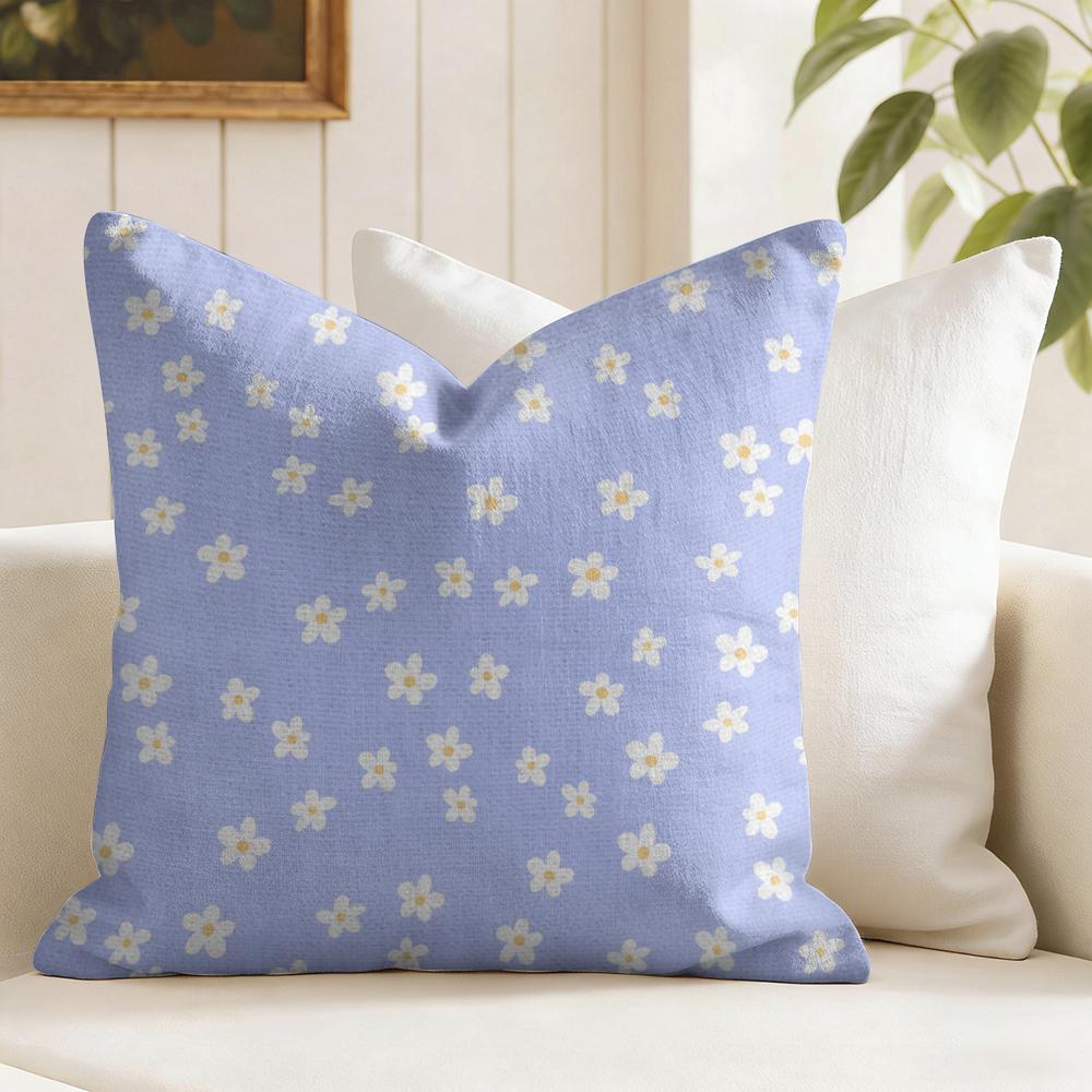 Daisy Pattern Cushion Cover Natural Linen Pillow Cover DoubleSided Print Cushion Cover for Sofa Home Decor