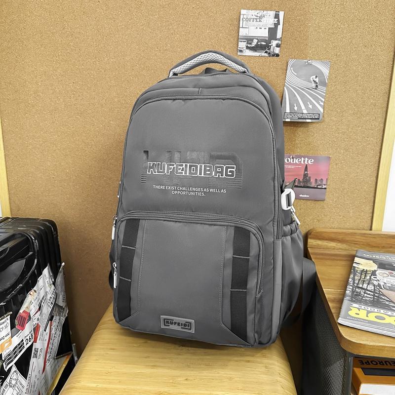 Large Capacity Backpack Men's Travel Backpack Solid Color Student Schoolbag