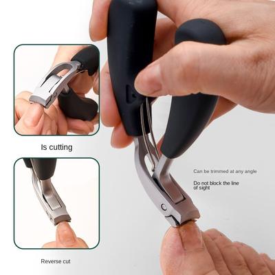 Curved Nail Clippers with Large Opening Three Times Anti-splash Storage Nail Clippers for the Elderly Thick Toenails Heavy Duty
