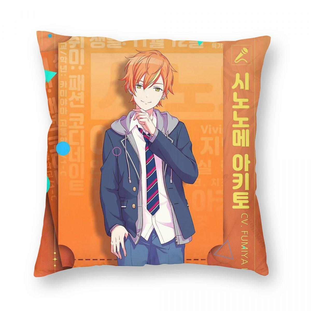 

Project SEKAI Shinonome Akito Pillowcase Polyester Linen Velvet Pattern Zip Decor Throw Pillow Case Bed Cushion Cover 12x12Inch