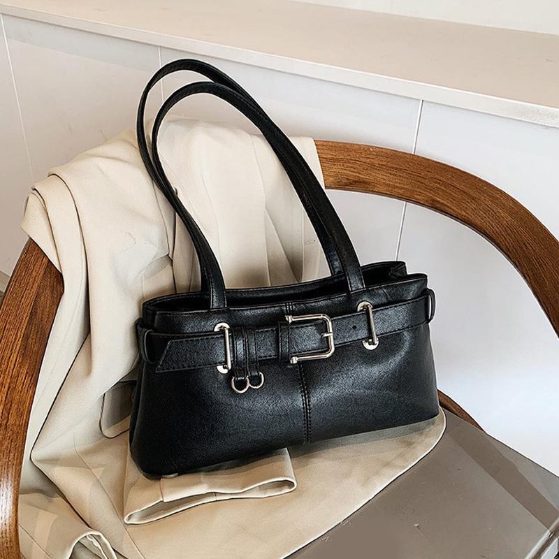 

Yogodlns Shoulder Bag PU Leather Tote Bag Zipper Closure Top Handle Satchel Underarm Bag for Women Shopping Travel 30x9x15cm чёрный