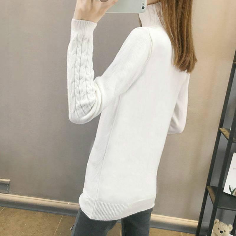 Slim Thin Trend Autumn and Winter Sweater Wild High Collar Sweater Female Thick Warm Sweater