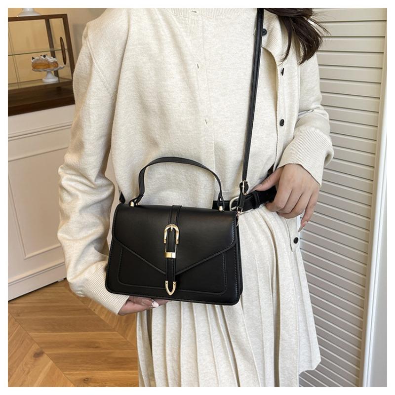 Women's Crossbody Bag Solid Color PU Leather Top Handle Flap Fashi Handbag Simple Design Stylish Messenger Shoulder Bag