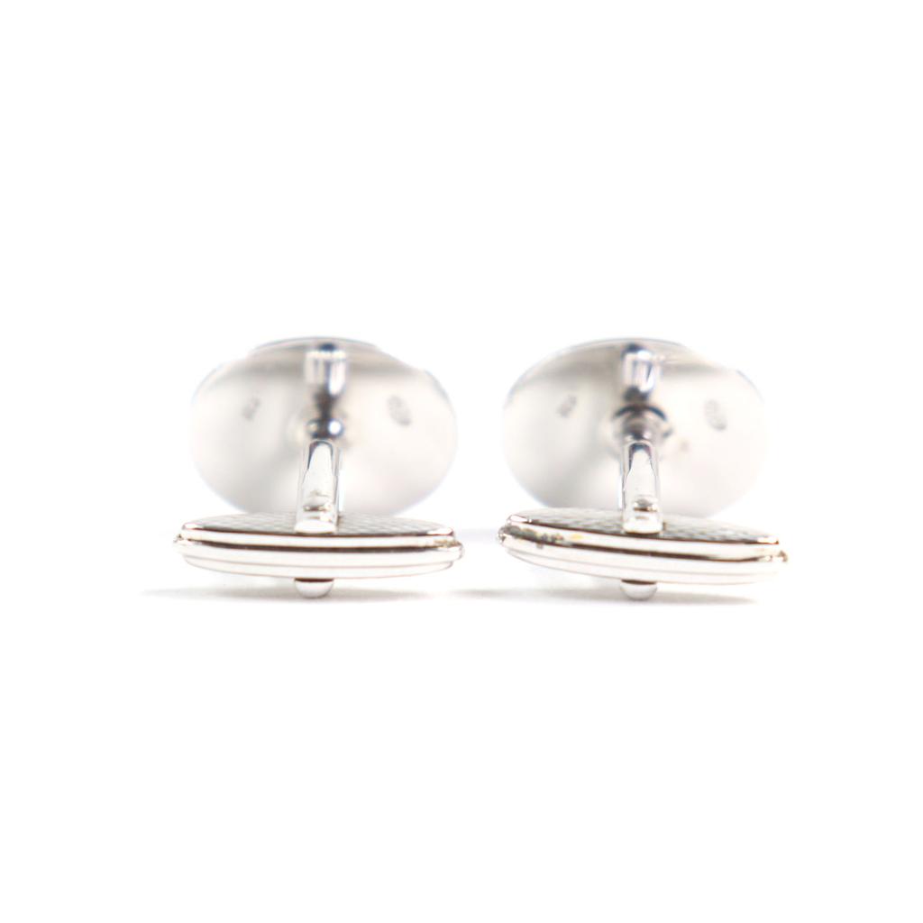 Excellent Dunhill Cufflinks cufflinks Oval Shape Bi-Color Textured Stripes Silver SV925 mens Used