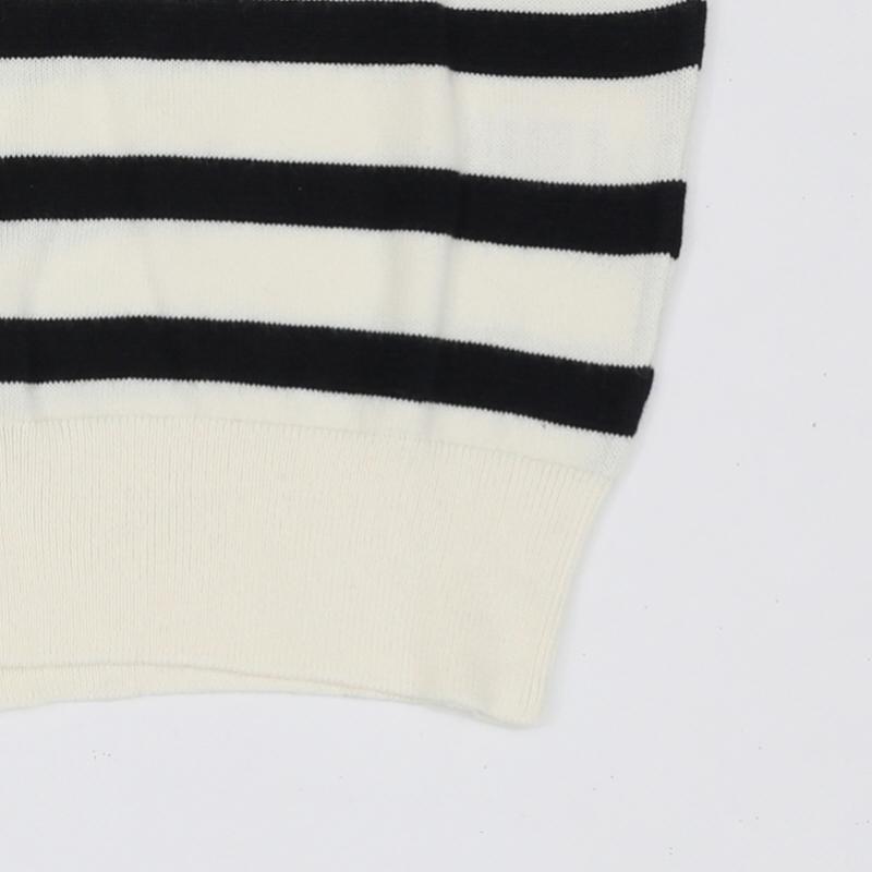 A.p.c Women S Cardigan Gaelle Stripe V Neck Off White Dark naVy F22312