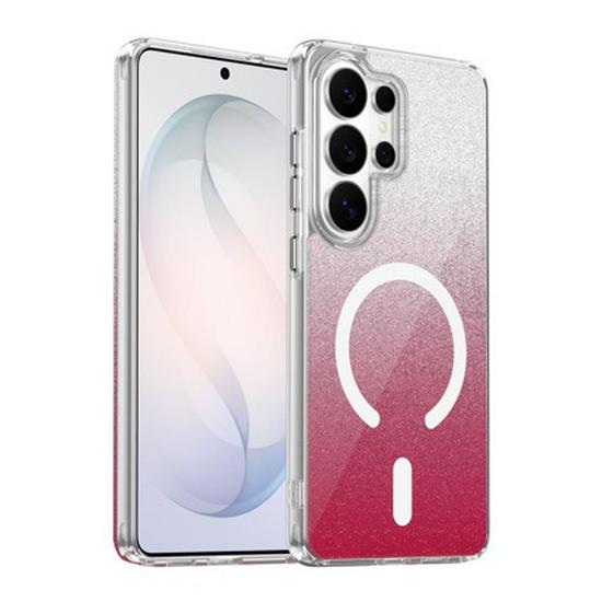 

Glitter Gradient Magsafe Case for Samsung S26 Ultra - Crystal Clear Protective Cover S26 красный
