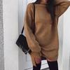 Oversaized Lazy Style Korean Version Solid Color Casual Turtleneck Long Sleeve Dress For Lady Streetwear Knit Dress