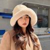 Damen Winter Bucket Hat Kunstpelz Warme Fischerhut Plus Samt Weicher Panamahut Dame Outdoor Plüsch Sonnenhut
