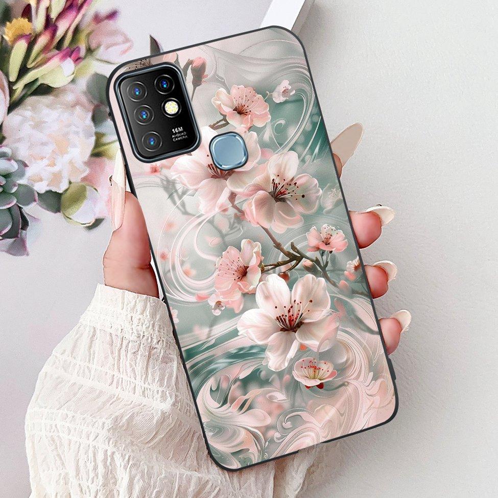 For Infinix Hot 10 Case Silicone Cute Cat Fashion Flowers Luxury Painted Back Cover For Inifnix Hot 10 Phone Case X682B X682C