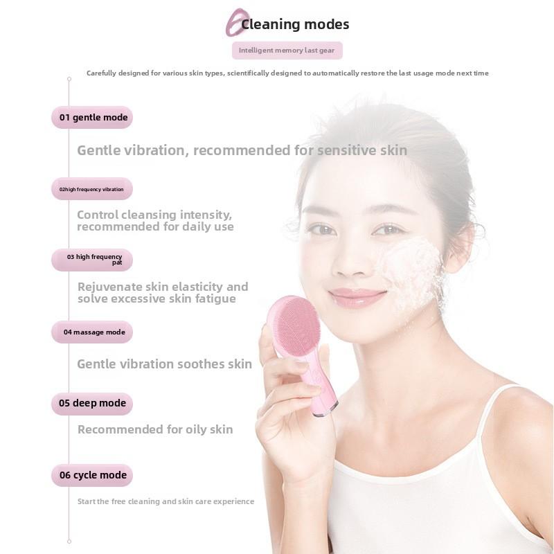 Pore Cleaning Face Washing Beauty Instrument Ultrasonic Vibration Silicone Face Cleanser Electric Face Washing Brush Face Washing Instrument