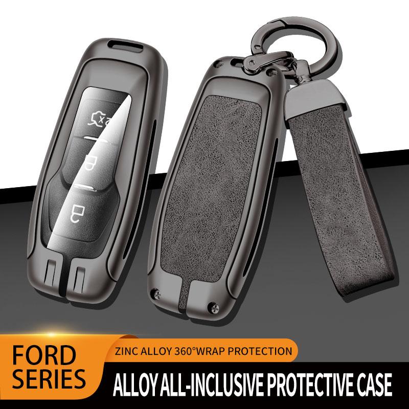 Leather Car Metal Key Case Cover For Ford Focus 3 4 St Mondeo 5 Mk5 Mustang F-150 Explorer Edge Fiesta Kuga Mk3 4 Key Chain