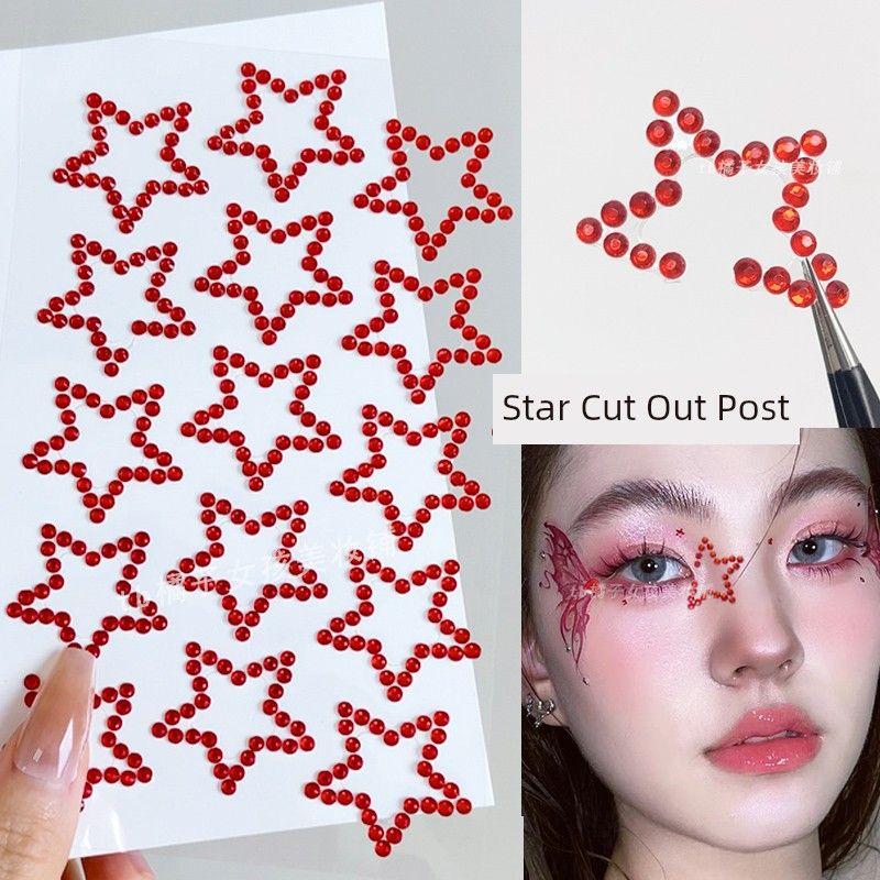 Music Festival Makeup Face Pasters Butterfly Ornament Star Moon Stick-on Crystals Concert Face Sticker Ornament Ornament Rhinestone Bright Diamond