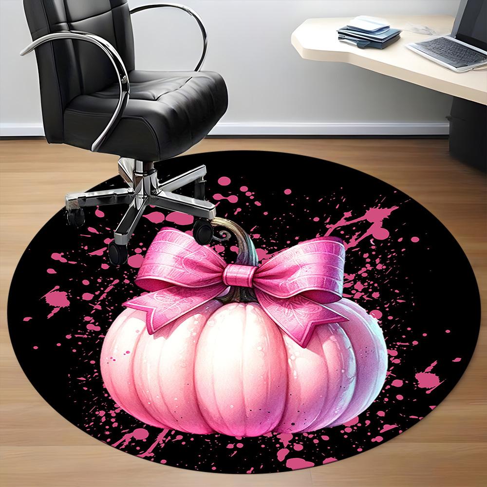 1pc Pink Pumpkin Office Round Area Rug, Indoor Mat Suitable ForOffice, Under Office Chairs Bedroom Living Room Home Decor, Room Deco T116