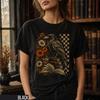 Dark Academia Raven T-Shirt, Vintage Crow On Books Shirt, Bookish Goth Graphic Tee, Witchy Cottagecore Floral Top, Book Lover Gift for Her