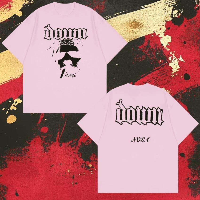 2026 Rock Band Down Nola Face Double Sided Print Short Sleeve T-shirts Men Women Vintage Hip Hop T Shirt Unisex Pure Cotton Top