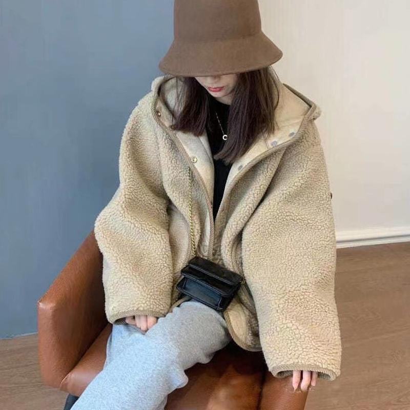 Thick Coats Women Korean Zipper Cute Loose Fleece Jackets Autumn Winter Casual Jacket A Line Sweet Jackets