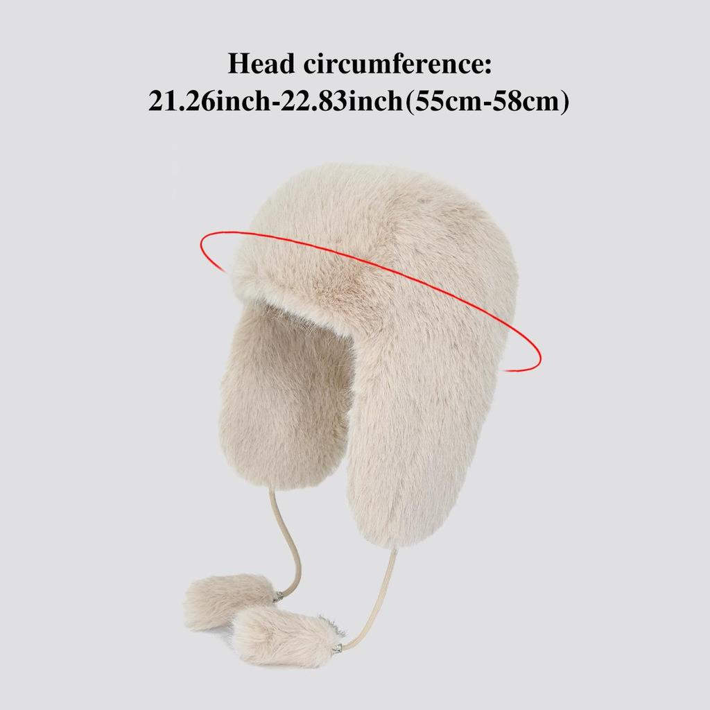 Unisex Faux Fur Aviator Hat Thickened Faux Fox Fur Ushanka with Ear Flaps Warm Winter Outdoor Hat