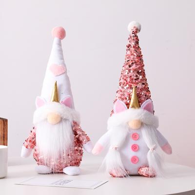 Pink Unicorn Rudolph Doll Christmas Decorations Plush Doll Decorative Christmas Ornaments for Holiday Home Party Ornaments