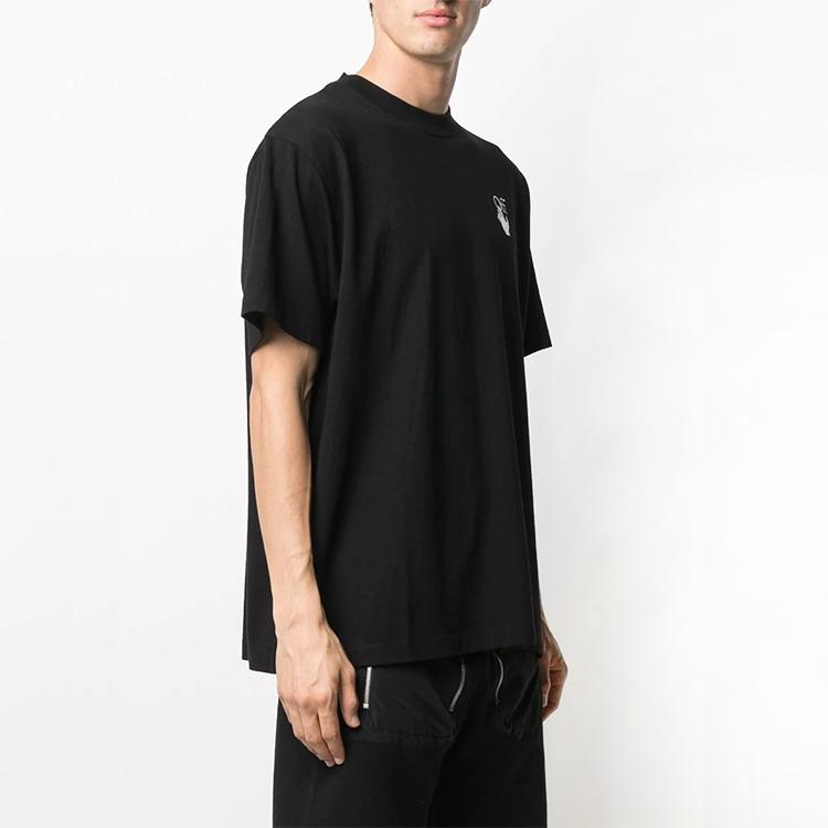Off-White Marker Short-Sleeve Over Tee Black/Fuchsia Men Tops OMAA038R21JER0021032