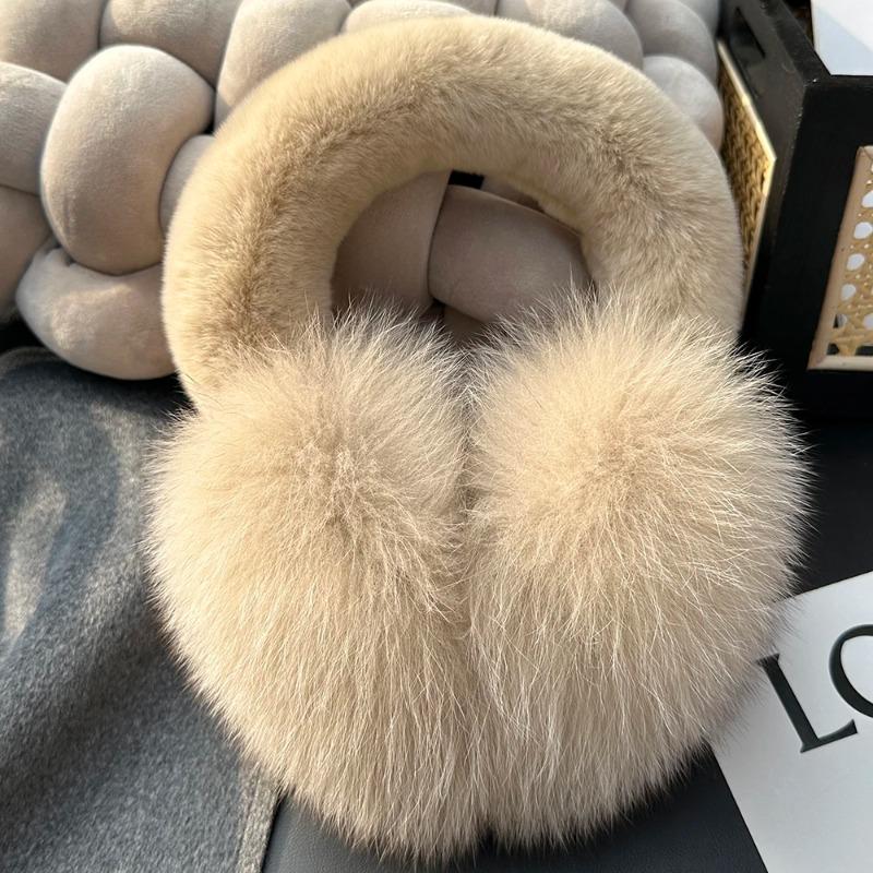 Girls fox fur ear coverings scarf For women, winter warmth, fur ear protectors, cute fur ear bags, Windproof, cycling earmuffs